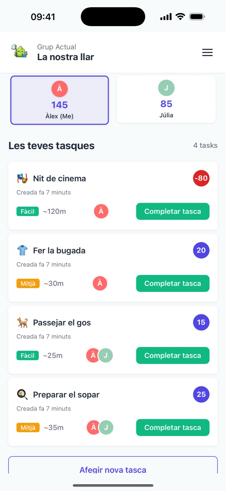 Tasques compartides a Taskabi