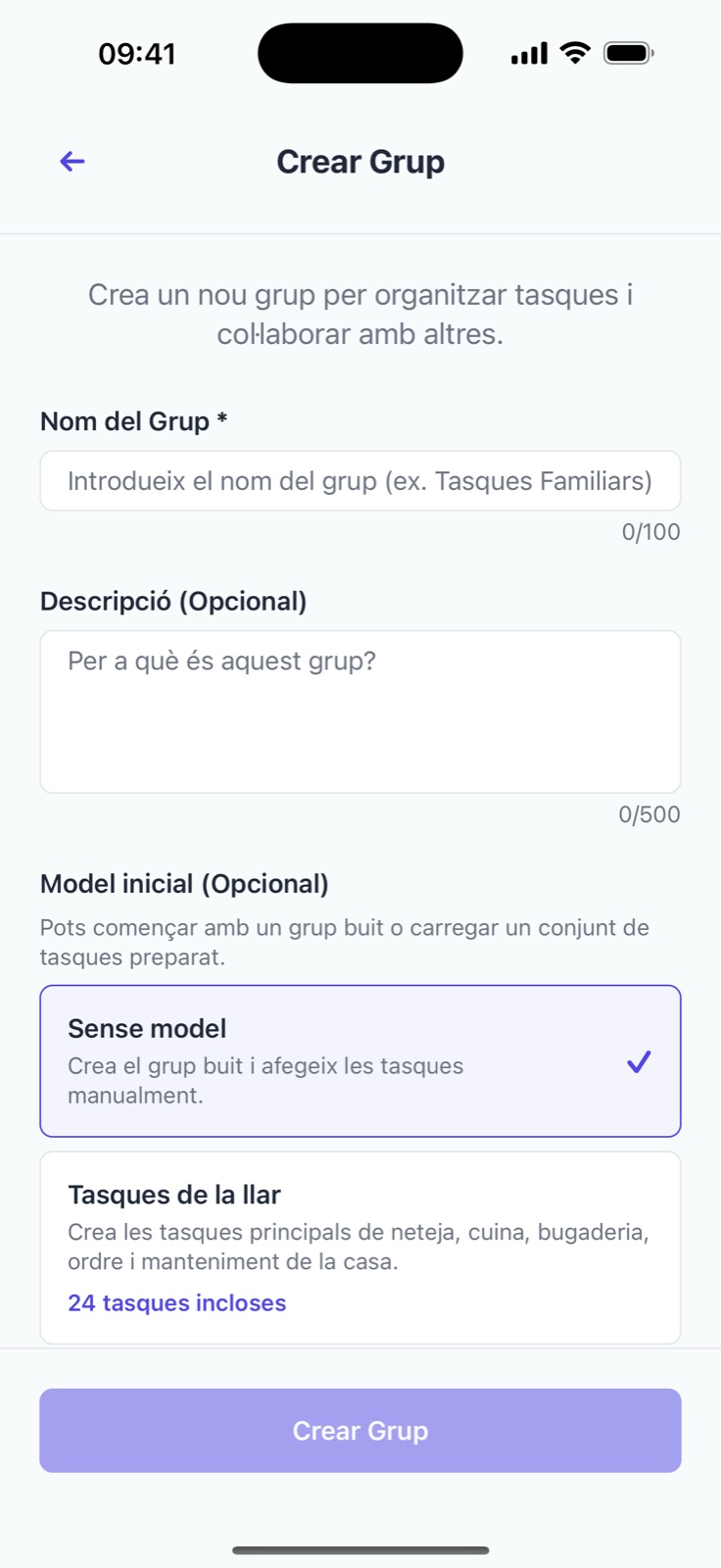 Creació d’un grup a Taskabi